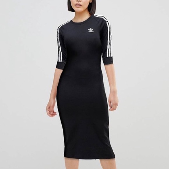 adidas black midi dress
